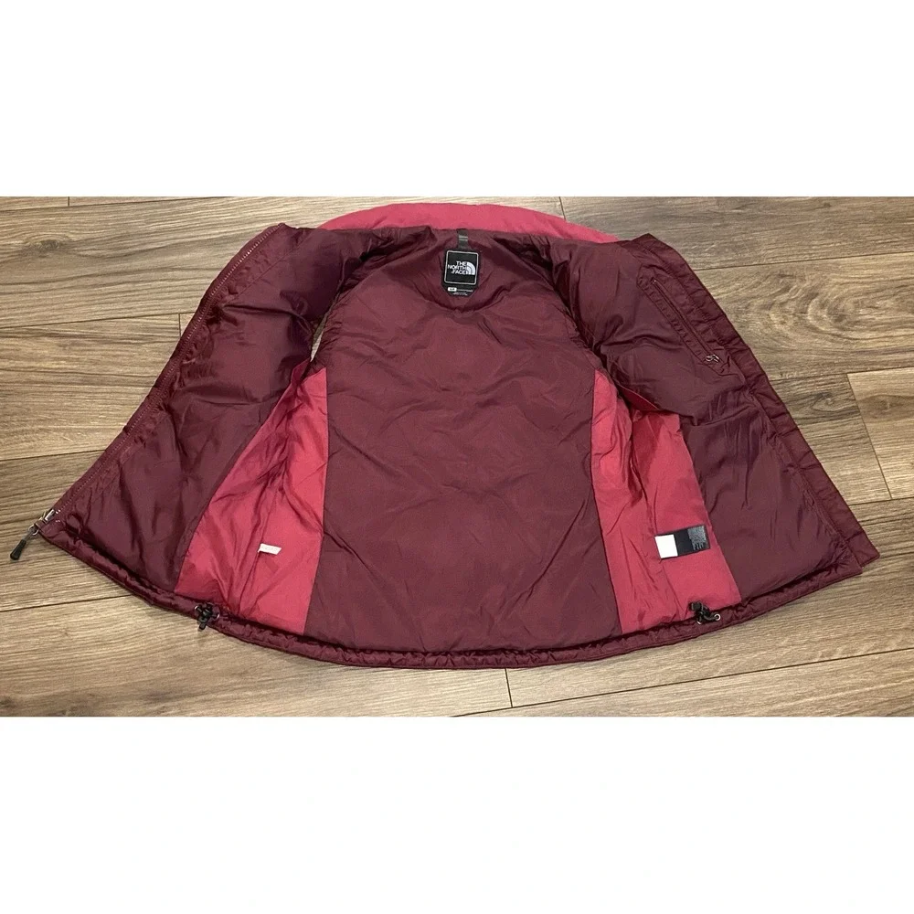 North Face Women's Sm 550 Puffer Vest Maroon Red Goose Down Full Zip Pocket‎